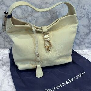 NWT Dooney & Bourke Large Pebbled Leather Logo Lock Purse Handbag With Key Fob